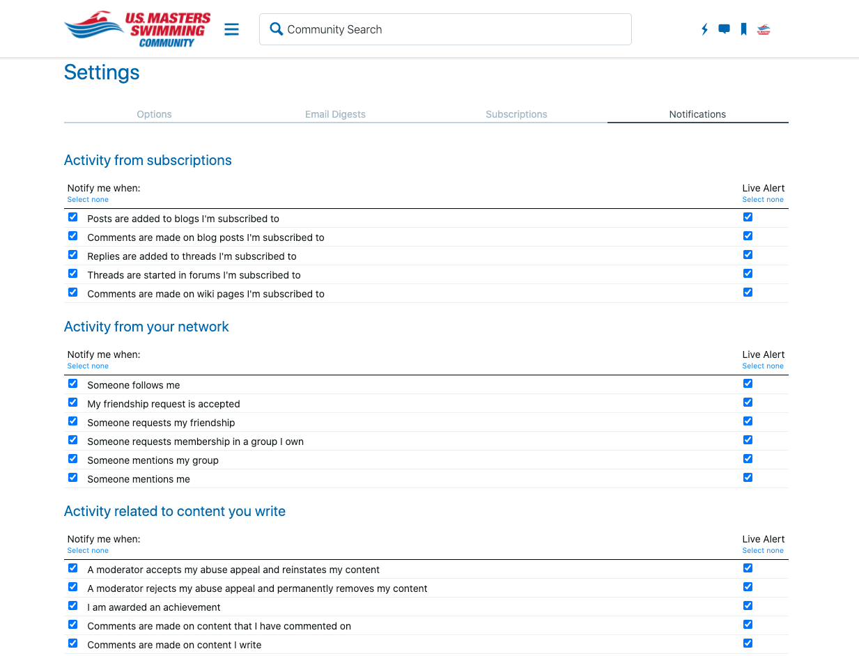 Notifications, Subscriptions and Email Digests on Community